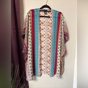 #744 Justify multi pattern Bohemian short kimono size 1X